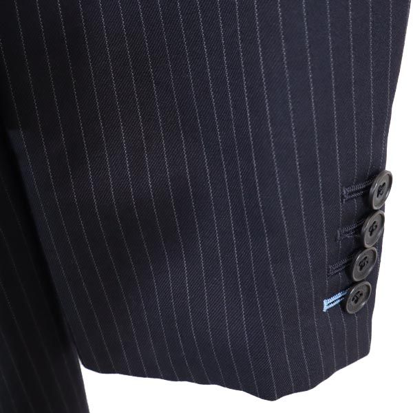 BURBERRY BLACK LABEL バーバリーブラックレーベル 三陽商会 日本製 ストライプ柄 ウール テーラードジャケット 40L ネイビー メンズ