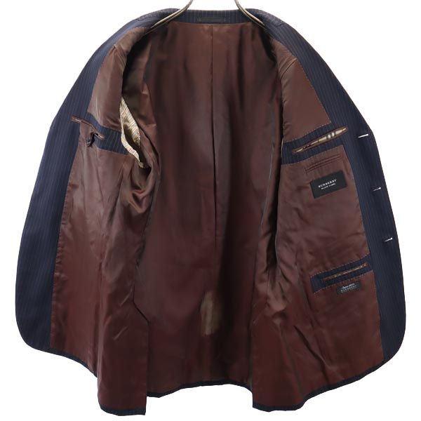 BURBERRY BLACK LABEL バーバリーブラックレーベル 三陽商会 日本製 ストライプ柄 ウール テーラードジャケット 40L ネイビー メンズ