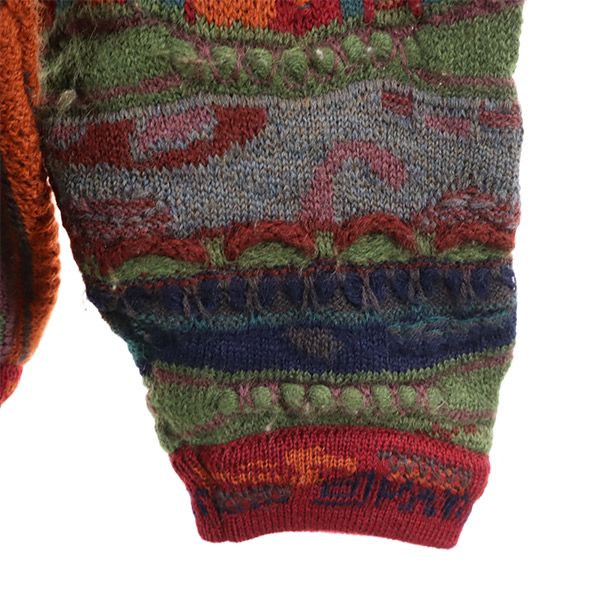 COOGI クージー 90s オールド 3D 総柄 長袖 ウール セーター M レッド系 ニット メンズ