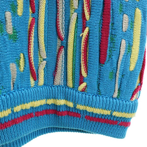 COOGI クージー 90s オールド 3D 総柄 長袖 コットン セーター S 水色系 ニット メンズ