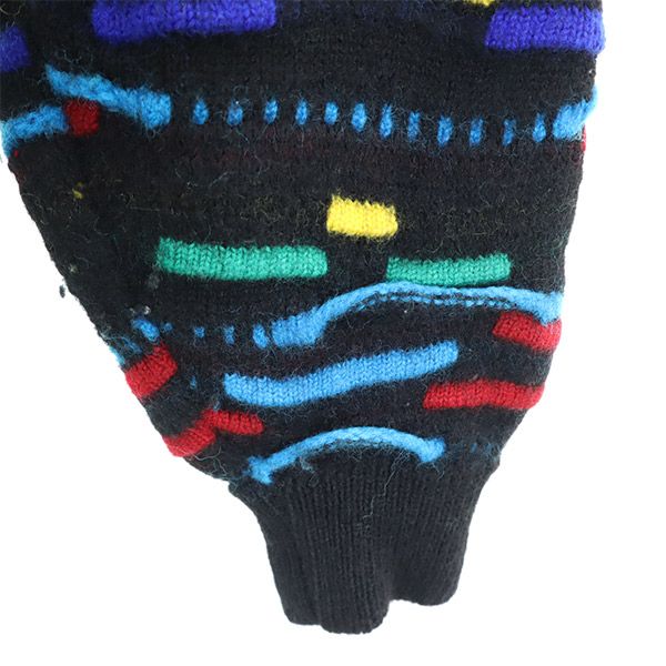 クージー 90s オールド 3D 総柄 長袖 ウール セーター M ブラック系 COOGI ニット メンズ