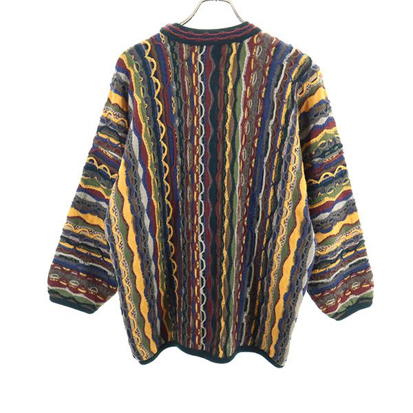 COOGI クージー 90s オールド 3D 総柄 長袖 3D ウール セーター S グリーン系 ニット メンズ