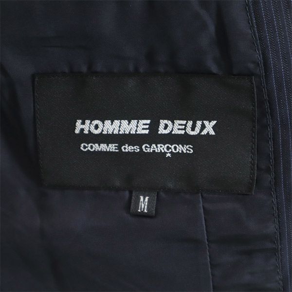 COMME des GARCONS HOMME DEUX コムデギャルソンオムドゥ 2018年 日本製 ストライプ柄 ウールブレンド テーラードジャケット M ネイビー系 メンズ