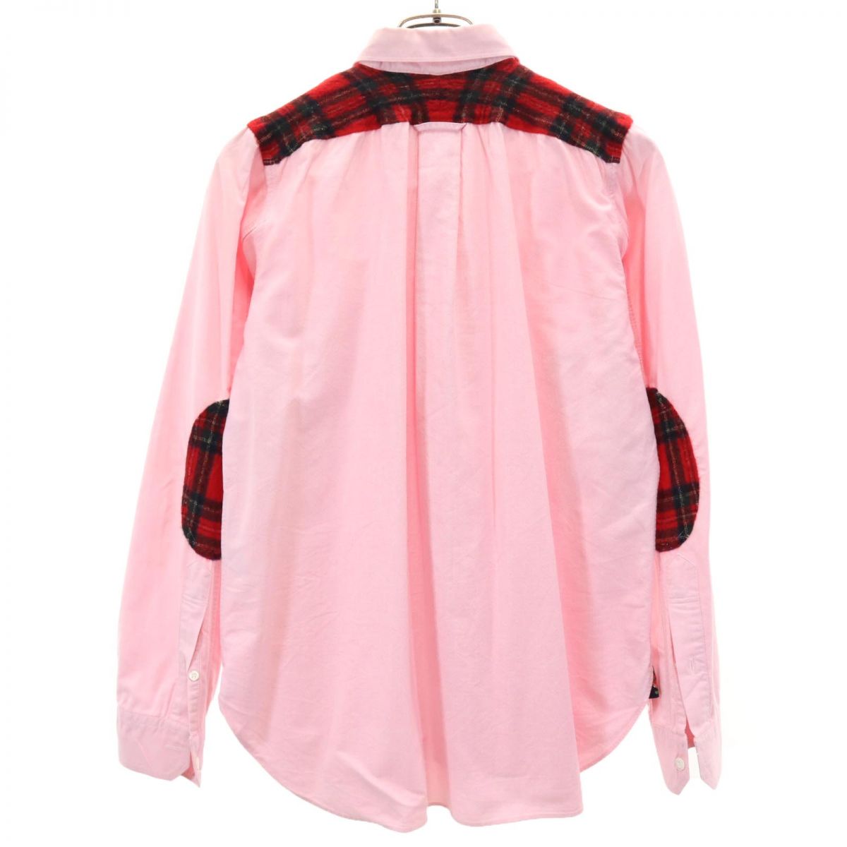 JUNYA WATANABE COMME des GARCONS MAN ジュンヤワタナベコムデギャルソンマン 2014年 日本製 チェック柄 切替 長袖 オックスフォード ボタンダウンシャツ M ピンク系 メンズ