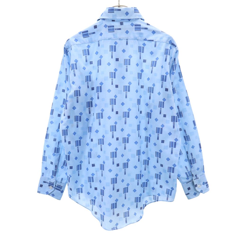 Prince Romano 70s 80s ヴィンテージ 総柄 長袖 シャツ ブルー系 メンズ