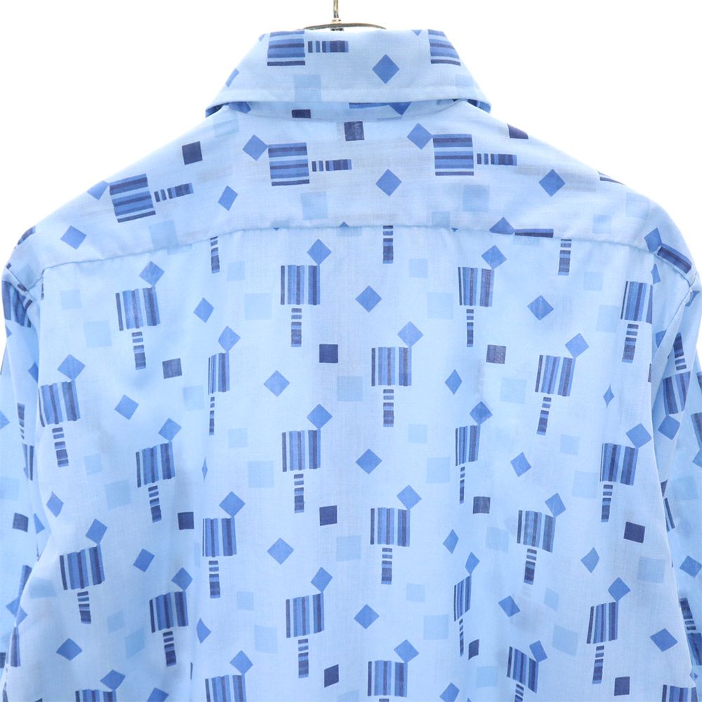 Prince Romano 70s 80s ヴィンテージ 総柄 長袖 シャツ ブルー系 メンズ