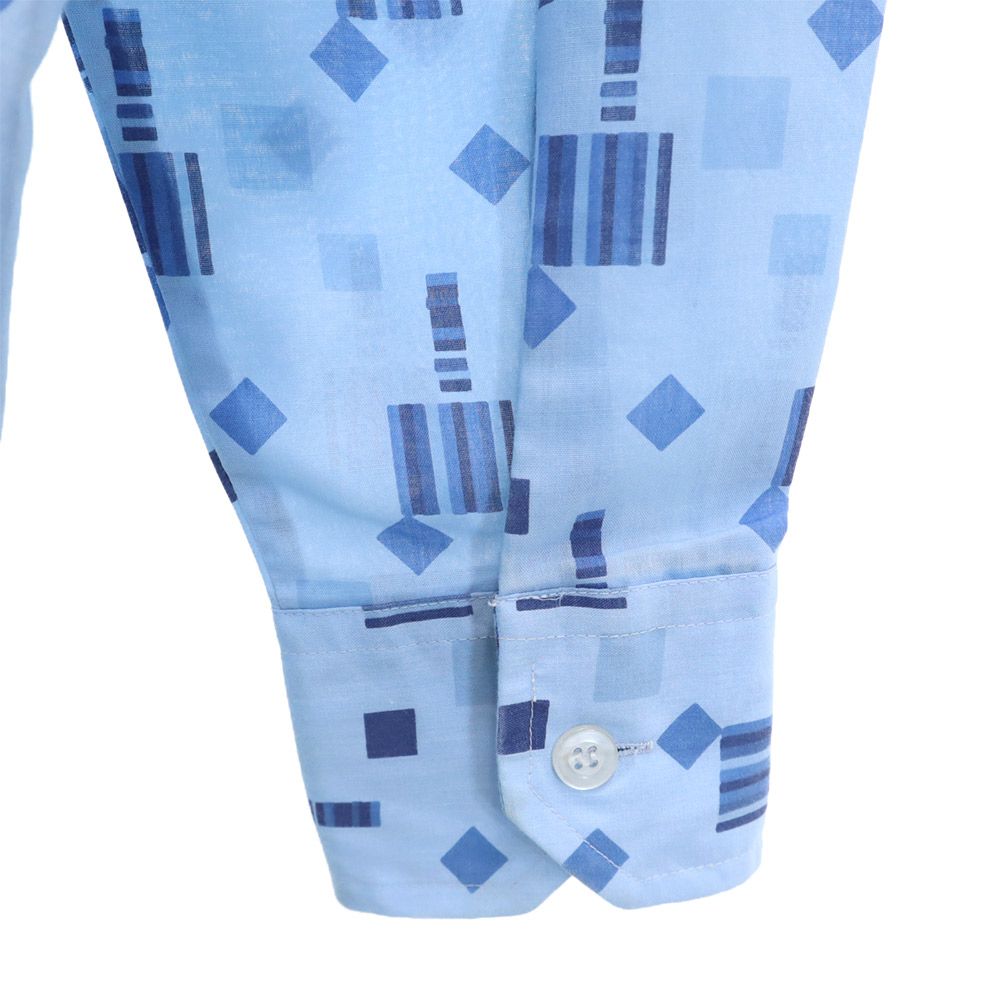 Prince Romano 70s 80s ヴィンテージ 総柄 長袖 シャツ ブルー系 メンズ