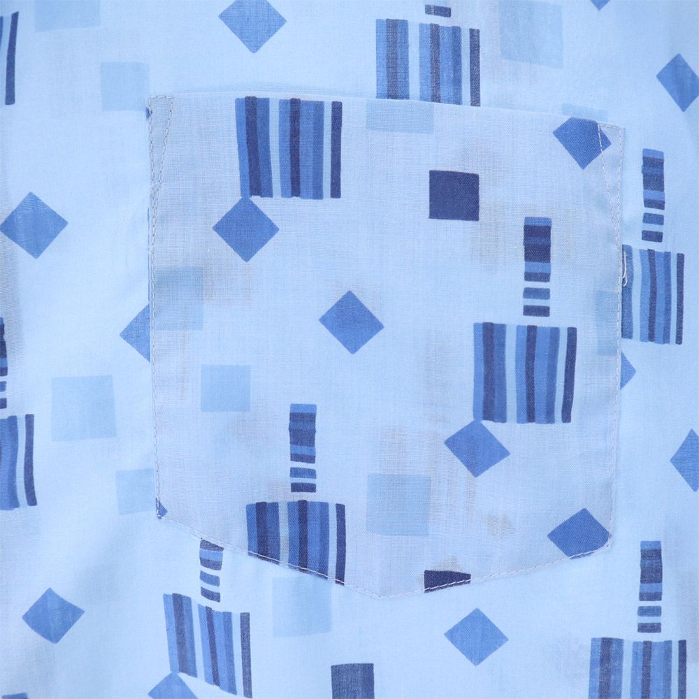 Prince Romano 70s 80s ヴィンテージ 総柄 長袖 シャツ ブルー系 メンズ