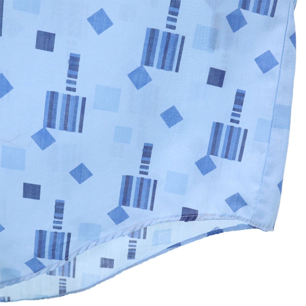 Prince Romano 70s 80s ヴィンテージ 総柄 長袖 シャツ ブルー系 メンズ