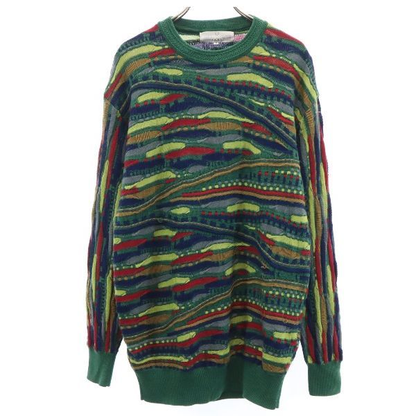 mila schon ミラショーン 日本製 総柄 ゴルフ 長袖 3D 立体 ニット 3 緑系 セーター メンズ