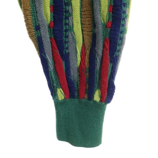 mila schon ミラショーン 日本製 総柄 ゴルフ 長袖 3D 立体 ニット 3 緑系 セーター メンズ