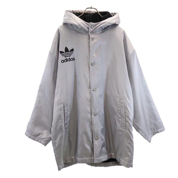 adidas アディダス 80s ヴィンテージ デサント製 ベンチコート L シルバー 裏ボア メンズ