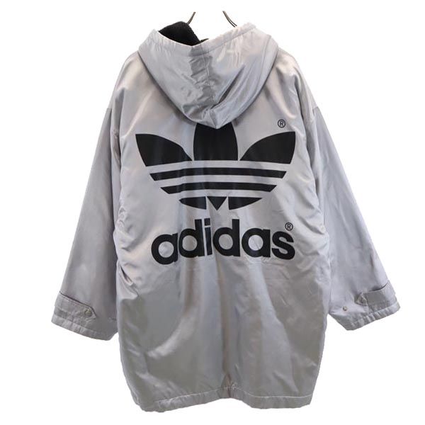 adidas アディダス 80s ヴィンテージ デサント製 ベンチコート L シルバー 裏ボア メンズ