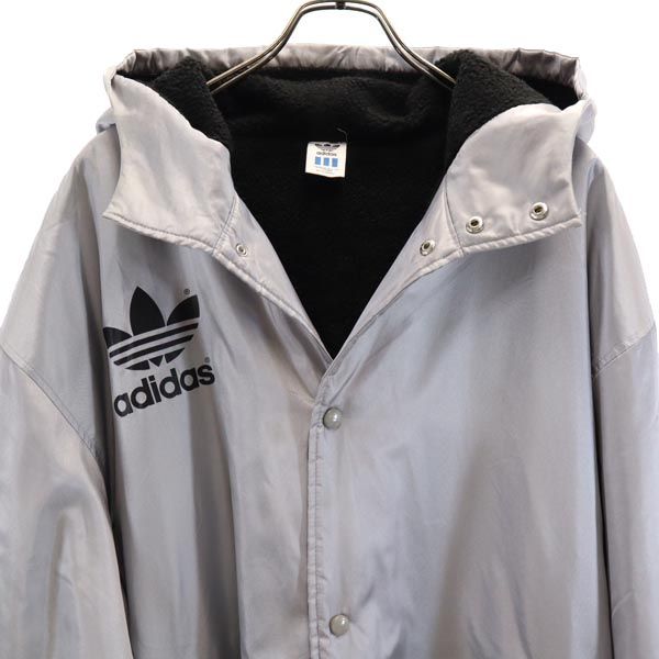adidas アディダス 80s ヴィンテージ デサント製 ベンチコート L シルバー 裏ボア メンズ