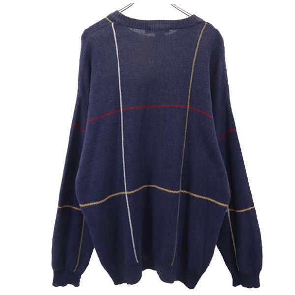 NAUTICA ノーティカ 90s オールド 長袖 リネンブレンド セーター L ネイビー系 長袖ニット メンズ