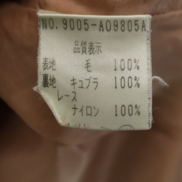 フォクシー ウール 格子 ウール 長袖 ワンピース 40 オレンジ FOXEY レディース