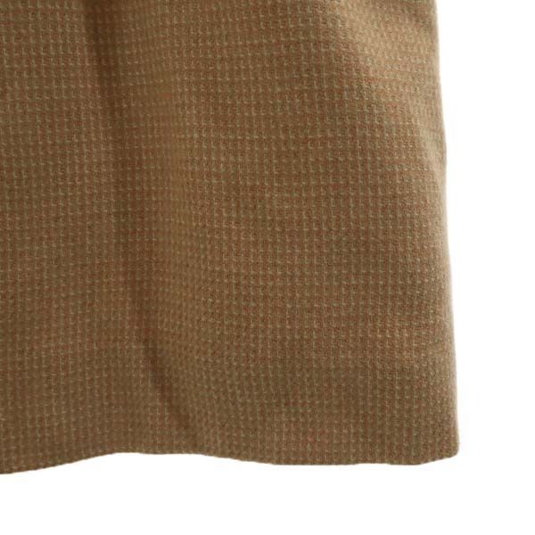 フォクシー ウール 格子 ウール 長袖 ワンピース 40 オレンジ FOXEY レディース