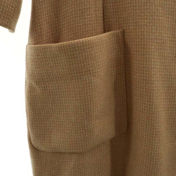 フォクシー ウール 格子 ウール 長袖 ワンピース 40 オレンジ FOXEY レディース