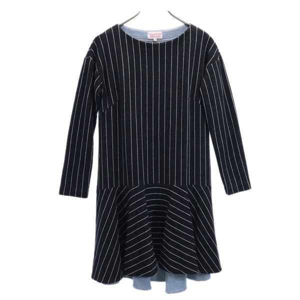 Vivienne Westwood Red Label ヴィヴィアンウエストウッド レッドレーベル ウールブレンド ストライプ 長袖 ワンピース 2 グレー レディース