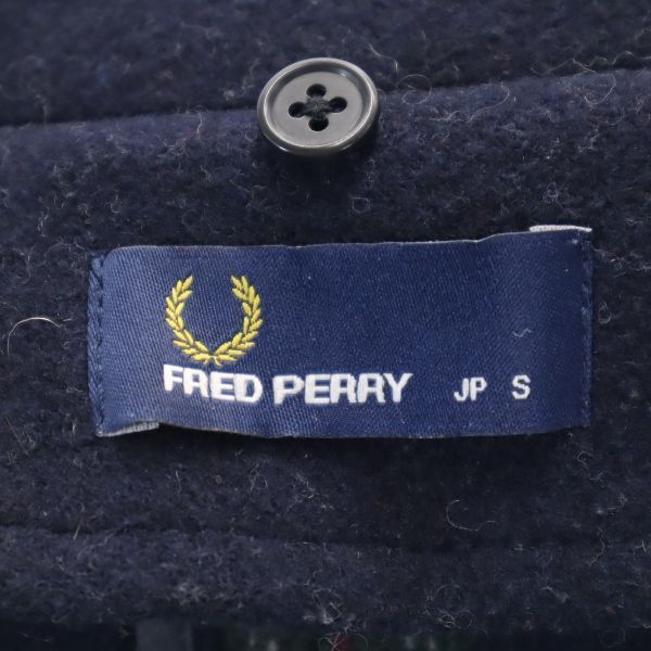 FRED PERRY フレッドペリー ウールブレンド ステンカラーコート S 紺 レディース