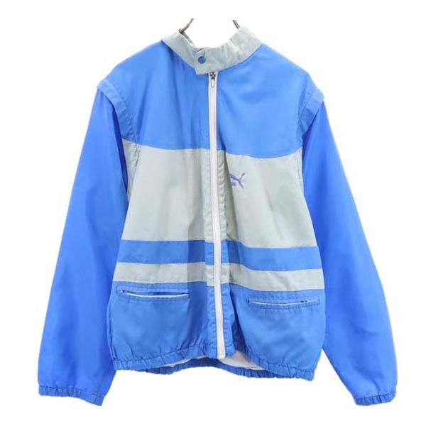 PUMA プーマ 80s イタリア製 ヴィンテージ ロゴ刺_ 2WAY ジップジャケット L ブルー系 メンズ