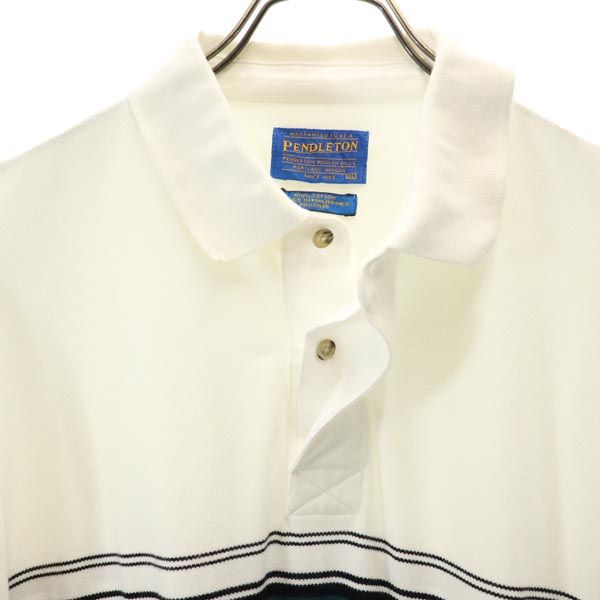 ペンドルトン 半袖 ポロシャツ XL ホワイト系 PENDLETON 鹿の子 メンズ