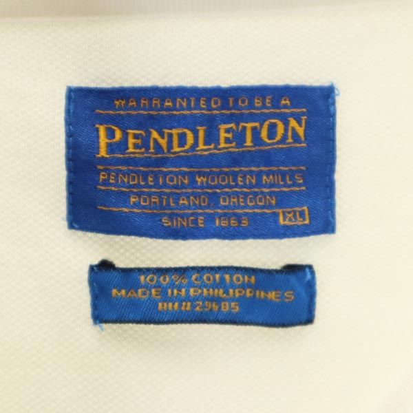 ペンドルトン 半袖 ポロシャツ XL ホワイト系 PENDLETON 鹿の子 メンズ
