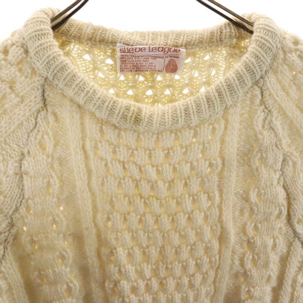 Slieve League 80s フィッシャーマン ヴィンテージ 長袖 ウール セーター ホワイト系 ニット メンズ