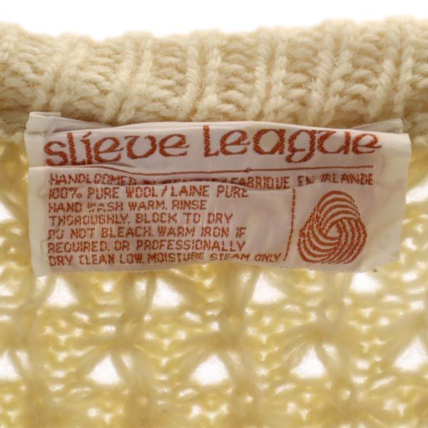 Slieve League 80s フィッシャーマン ヴィンテージ 長袖 ウール セーター ホワイト系 ニット メンズ