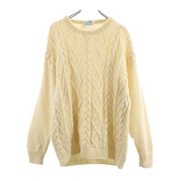 McGUINNESS 80s フィッシャーマン ヴィンテージ 長袖 ウール セーター ホワイト系 ニット メンズ