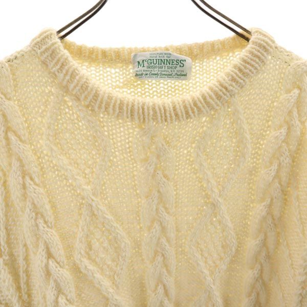 McGUINNESS 80s フィッシャーマン ヴィンテージ 長袖 ウール セーター ホワイト系 ニット メンズ