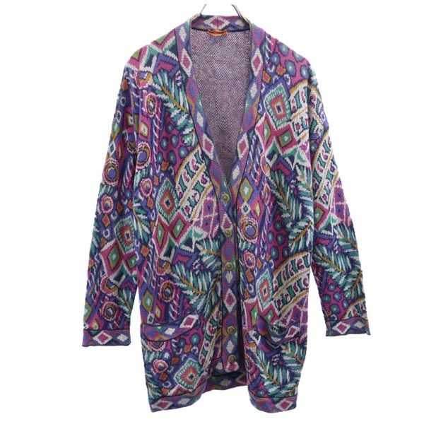 Missoni ミッソーニ イタリア製 オールド 総柄 長袖 ニット カーディガン 44 レディース