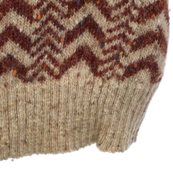 Dunhill ダンヒル 80s ヴィンテージ 総柄 長袖 Vネック ウール セーター L ブラウン系 ニット メンズ