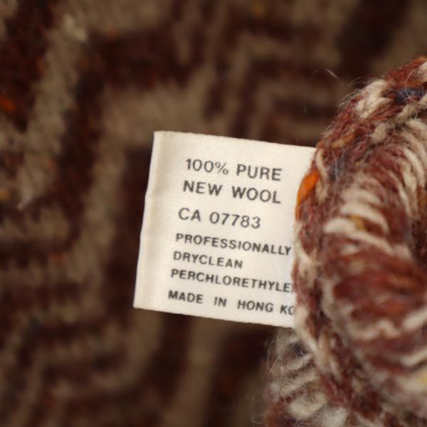 Dunhill ダンヒル 80s ヴィンテージ 総柄 長袖 Vネック ウール セーター L ブラウン系 ニット メンズ