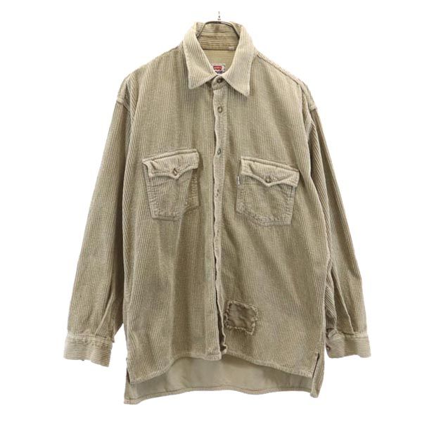 Levi's リーバイス イタリア製 長袖 コーデュロイシャツ L カーキ系 メンズ