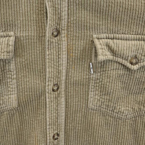 Levi's リーバイス イタリア製 長袖 コーデュロイシャツ L カーキ系 メンズ