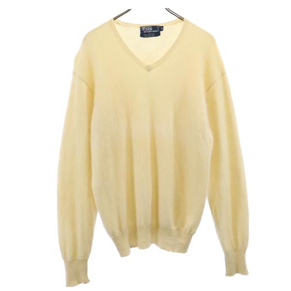 Polo by Ralph Lauren ポロバイラルフローレン カシミヤ100% 長袖 Vネック セーター XL アイボリー ニット メンズ