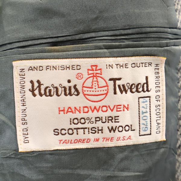HARRIS TWEED ハリスツイード 70s 80s USA製 ヴィンテージ ウール テーラードジャケット グレー系 メンズ