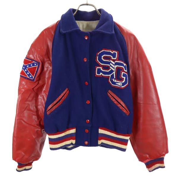 HOWE ATHLETIC APPAREL 70s ウール ヴィンテージ スタジャン 36 ブルー×レッド レディース