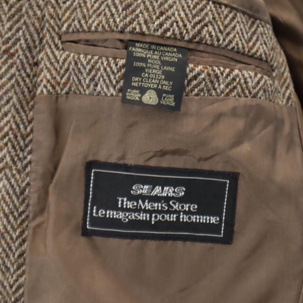 HARRIS TWEED ハリスツイード 70s シアーズ ヴィンテージ ヘリンボーン ウール テーラードジャケット ブラウン系 sears メンズ