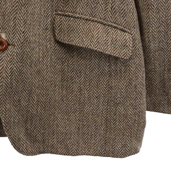 HARRIS TWEED ハリスツイード 70s シアーズ ヴィンテージ ヘリンボーン ウール テーラードジャケット ブラウン系 sears メンズ