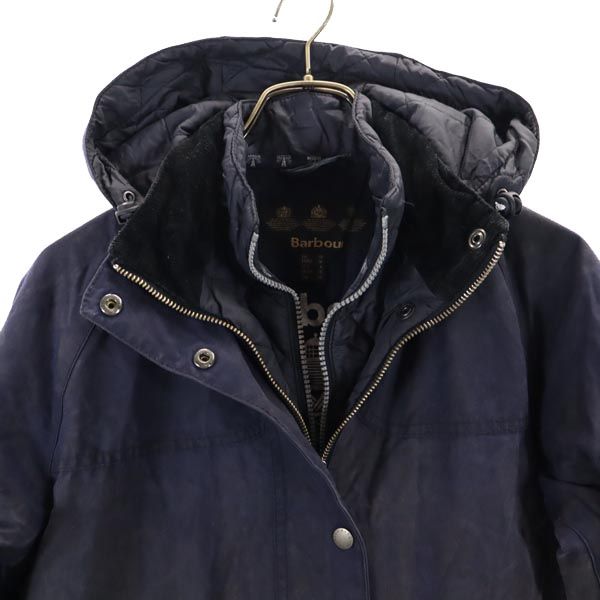 Barbour バブアー 中綿 ワックスドコットン コート US 6(UK10) ネイビー フード レディース