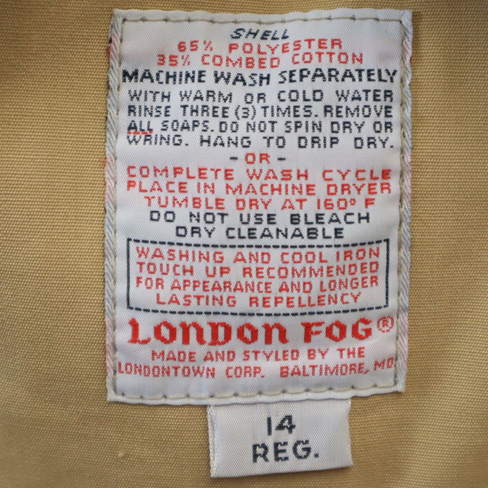 ロンドンフォグ 70s 80s ヴィンテージ ステンカラーコート 14REG ベージュ LONDON FOG レディース