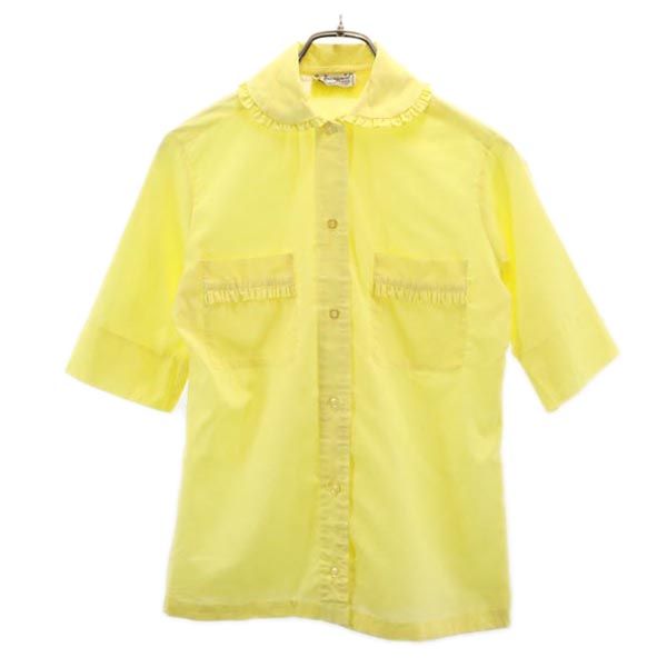 PermanentPress 70s USA製 ヴィンテージ 半袖 フリル シャツ イエロー系 PermanentPress レディース