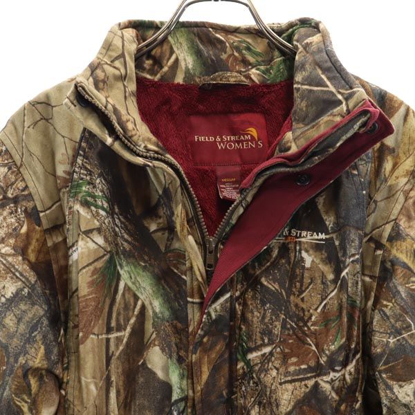FIELD&STREAM フィールドアンドストリーム 総柄 起毛 中綿ジャケット M ベージュ系 裏ファー メンズ
