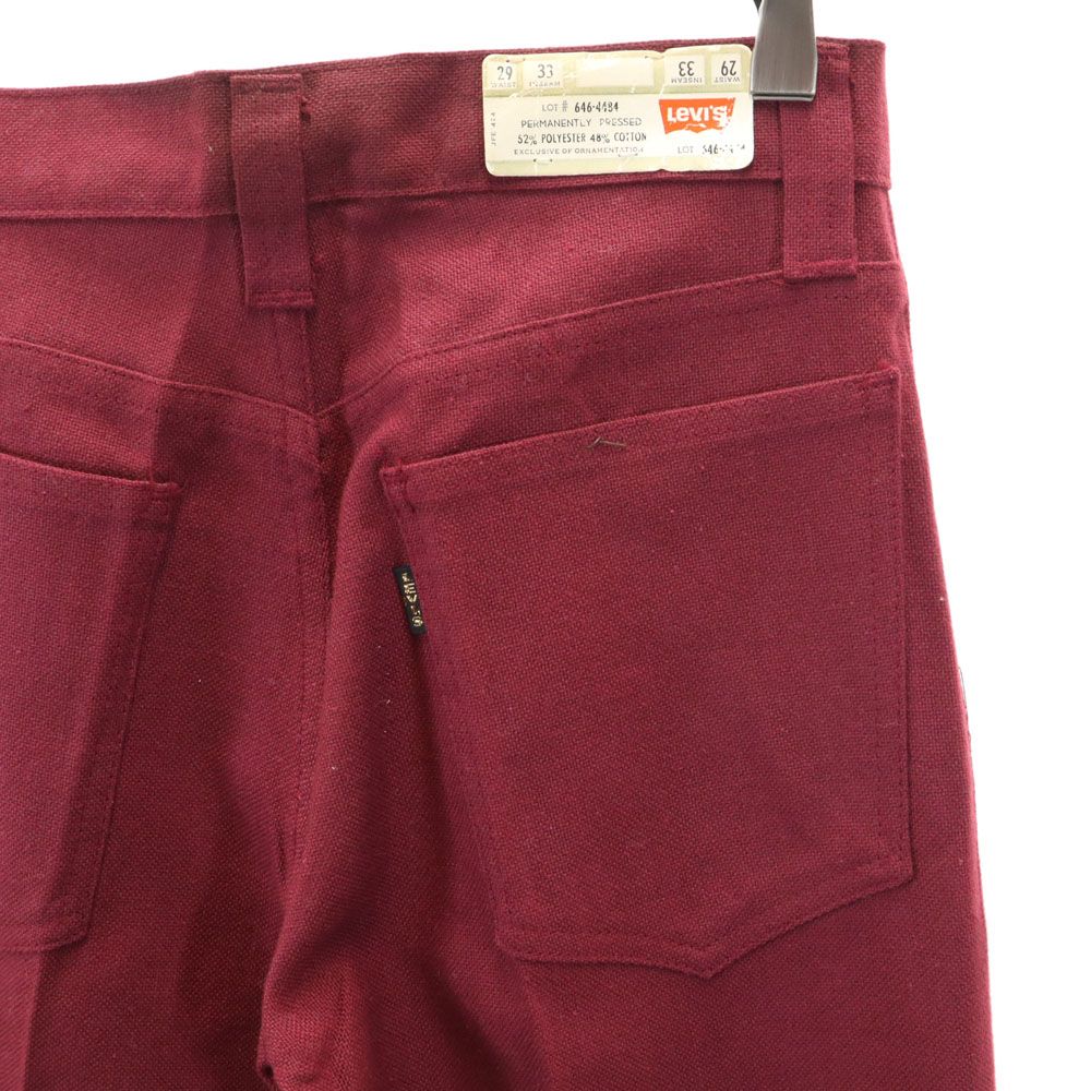 Levi's リーバイス 70s 未使用 STA-PREST デッドストック 646 極東リーバイス BIG E ブーツカットパンツ W29 レッド系 ビッグE タグ付き メンズ