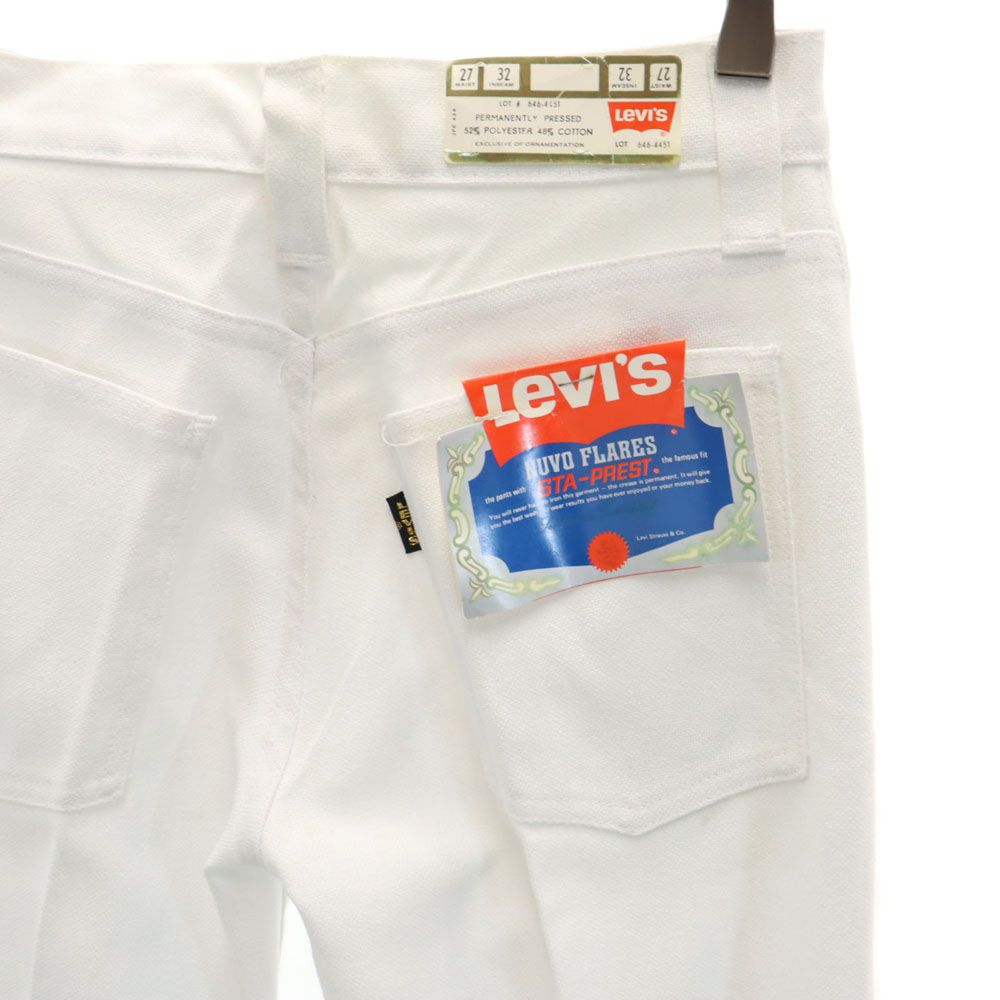Levi's リーバイス 70s ヴィンテージ スタプレ デッドストック 極東 未使用 ブーツカットパンツ W27 ホワイト系 タグ付き レディース