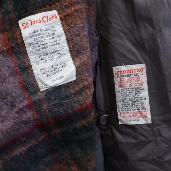 LONDON FOG ロンドンフォグ 80s ヴィンテージ トレンチコート 12 グレー ライナー付き ビッグサイズ レディース