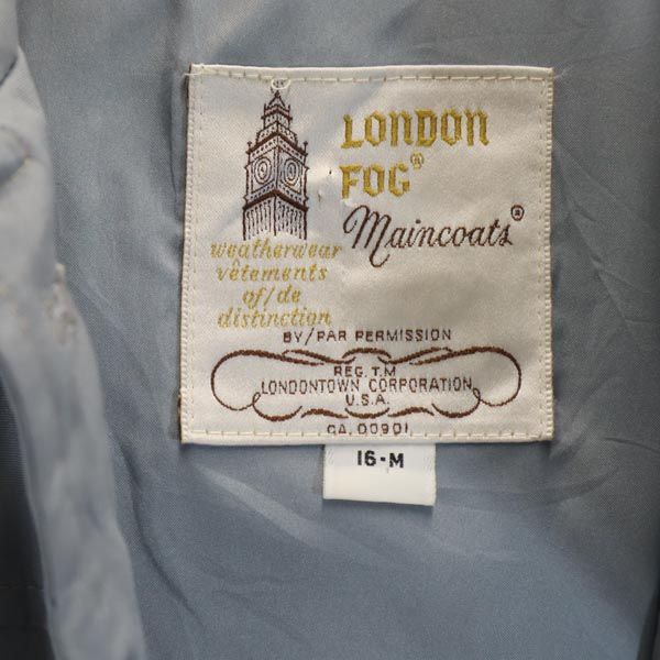LONDON FOG ロンドンフォグ 70s 80s ヴィンテージ ステンカラーコート 16 グレー ビッグサイズ レディース