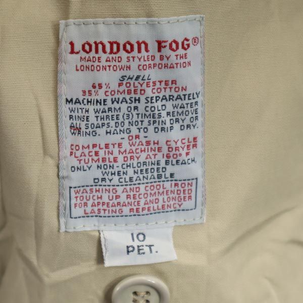 LONDON FOG ロンドンフォグ 80s USA製 ヴィンテージ ライナー付き トレンチコート 10 PET ベージュ レディース